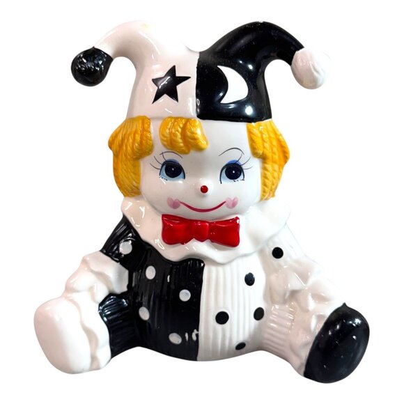 Star & Moon Harlequin Jester Piggy Bank Canada by Giftcraft Vintage 1980s Lot 2 - Picture 2 of 16